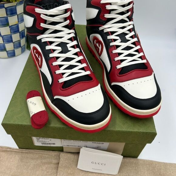 Men’s Gucci Mac 80 high top leather sneakers size 10 made in Italy - Picture 4 of 10